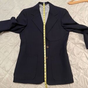 Vintage Tailored Suit Jacket Blazer OMEGA Collegiate Dark Blue Navy